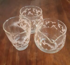 Vintage Libby Pink Duchess 22K Glass 3pc Set Mid Century